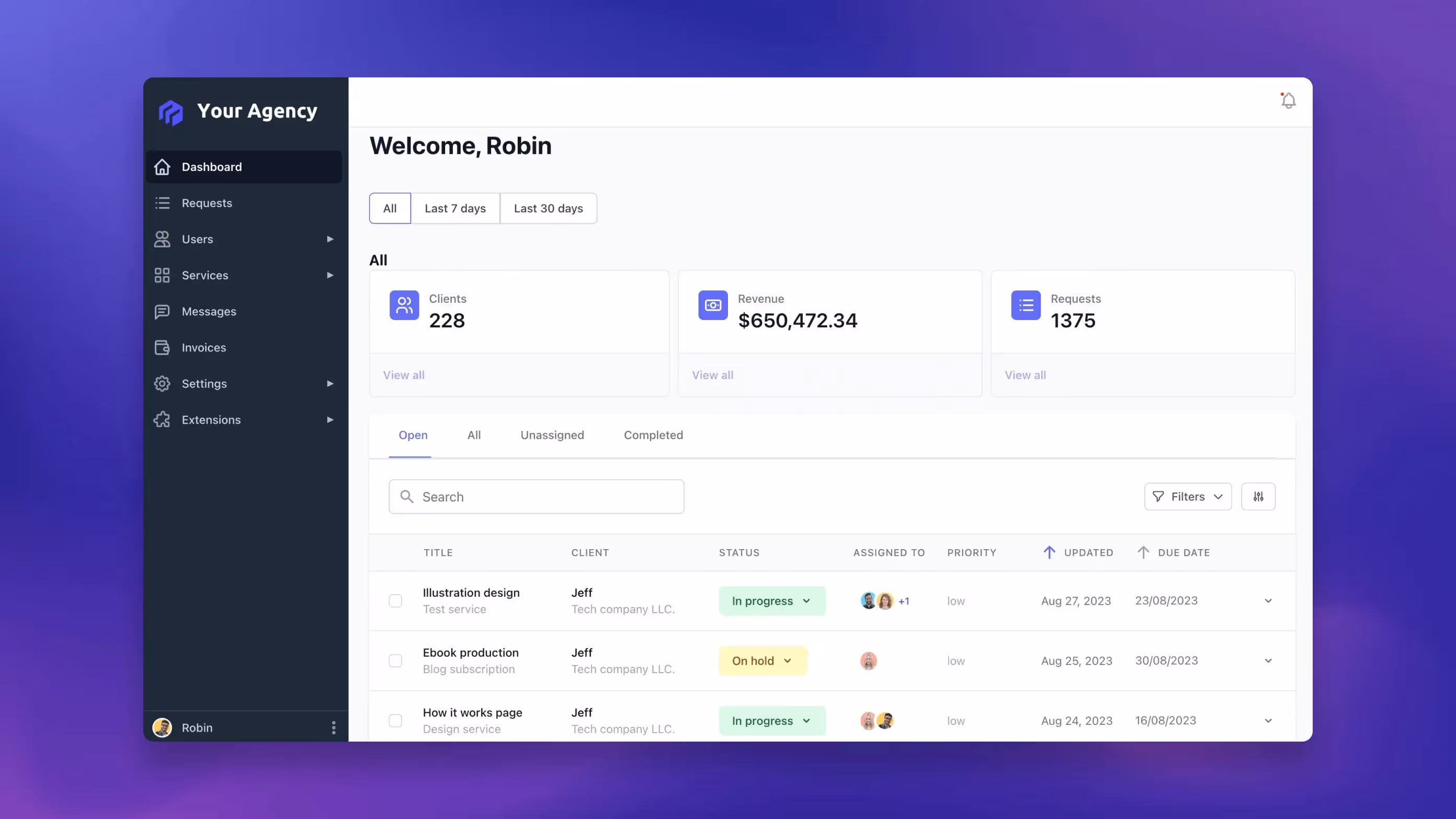 ManyRequests dashboard screenshot