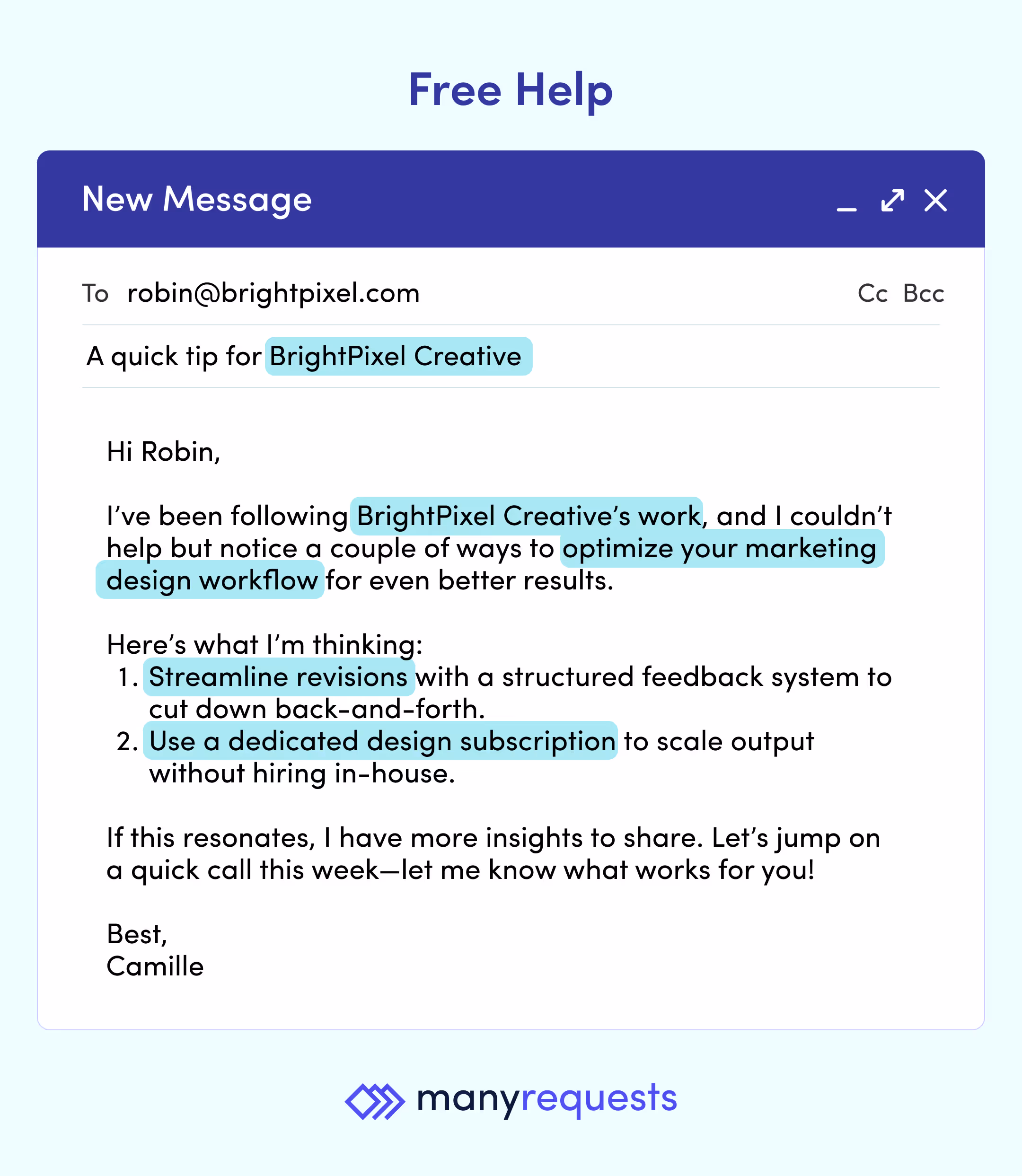 free help email example - cold email script by manyrequests