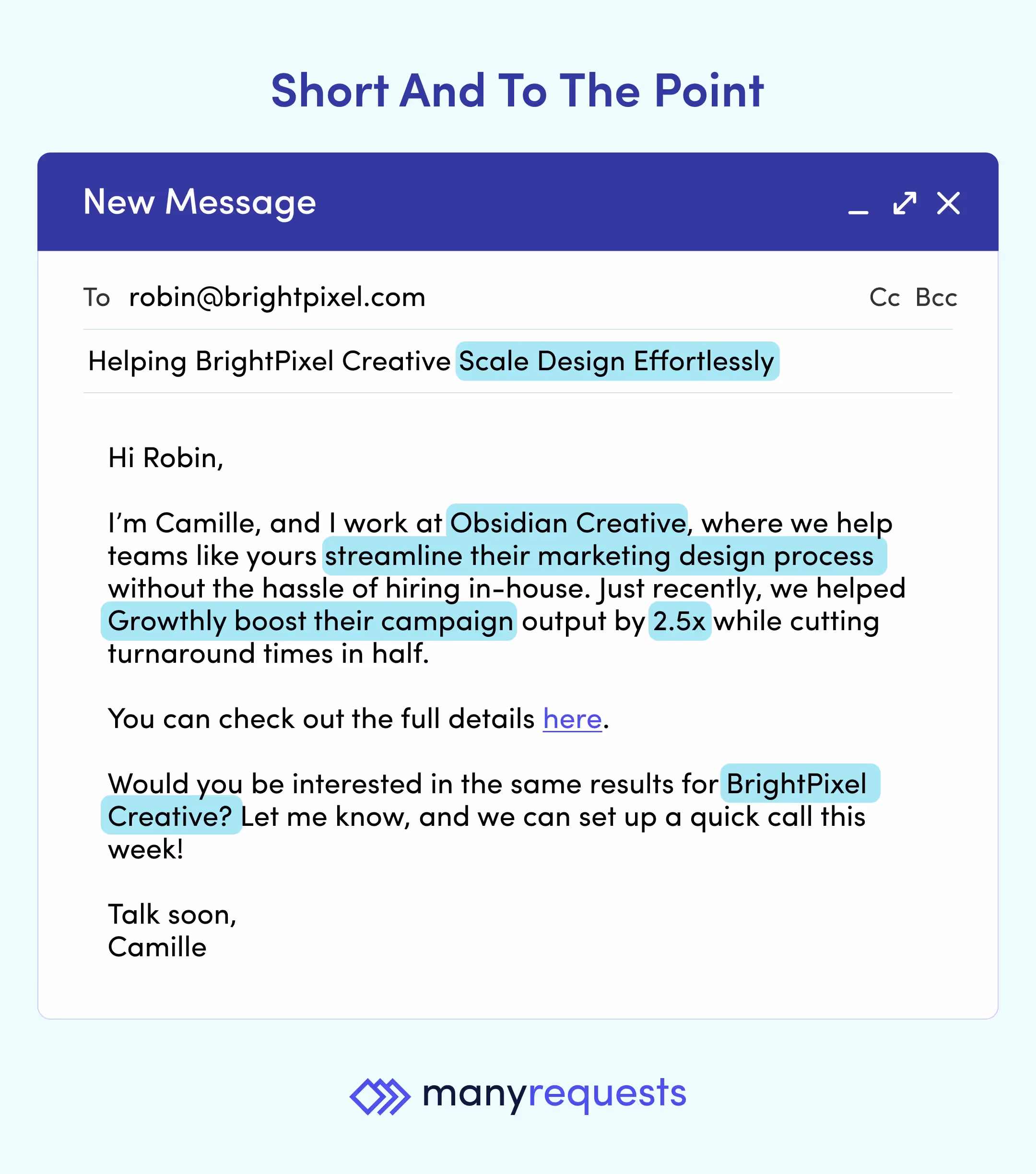 short and to the point email example - cold email scripts by manyrequests