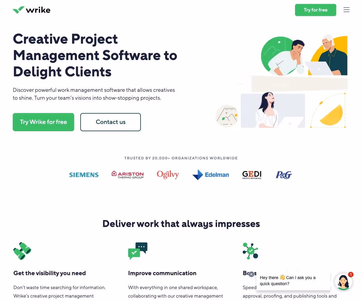 wrike creative project management software page