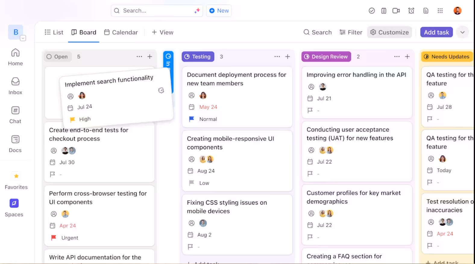 ClickUp board view