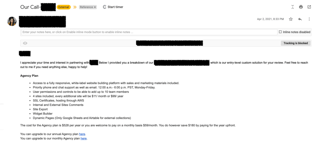 example of email to keep for reference over a long period of time with many back and forth emails