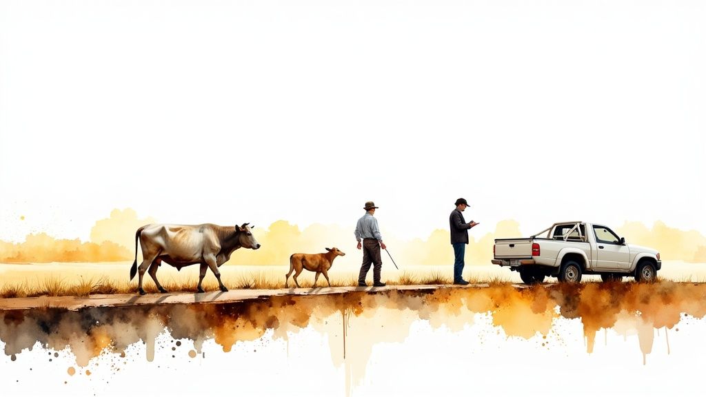 A young agricultural professional stands confidently in a vast New Zealand field, looking toward the horizon as if planning the future.