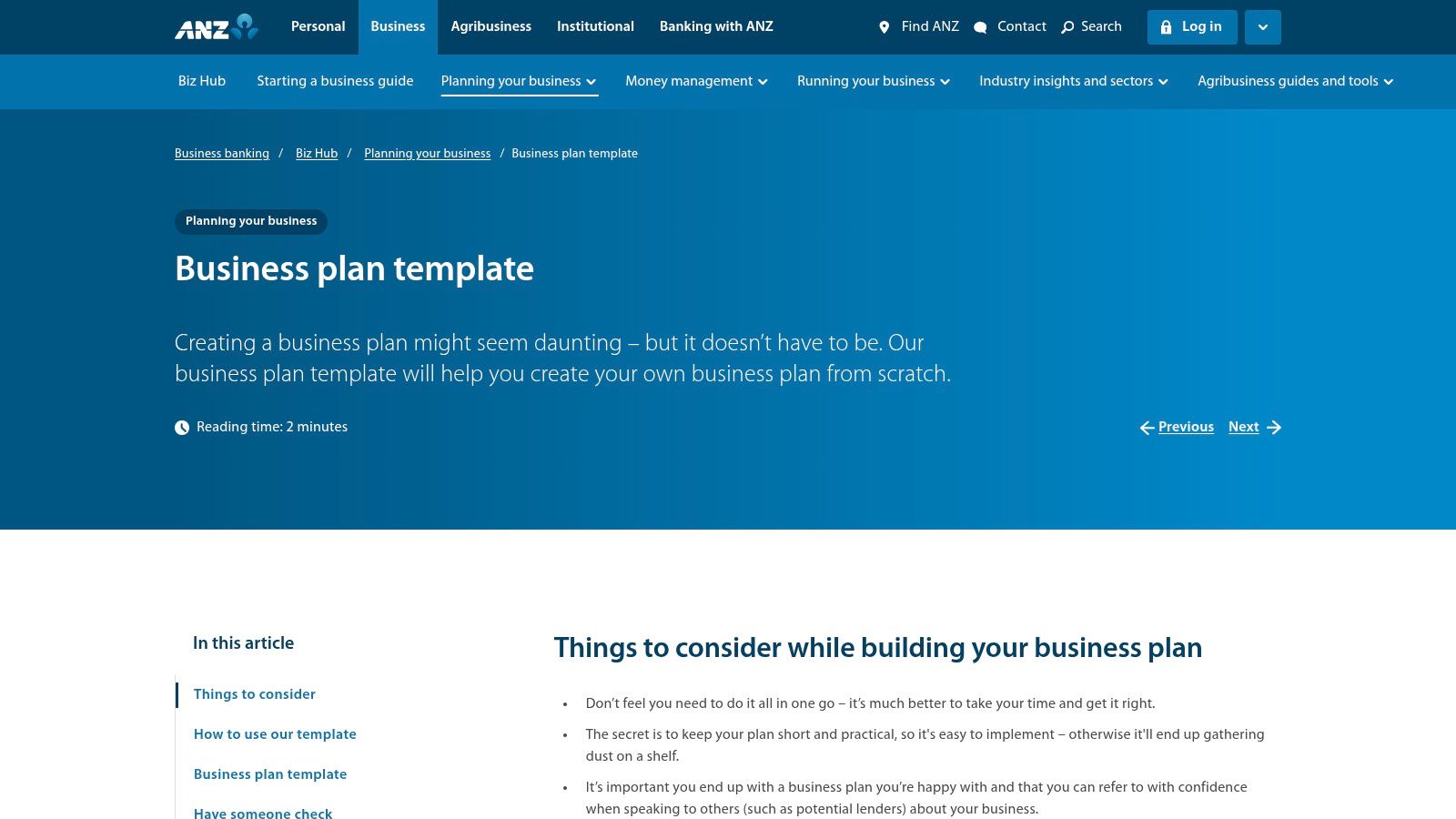 ANZ Biz Hub (ANZ Bank, New Zealand)