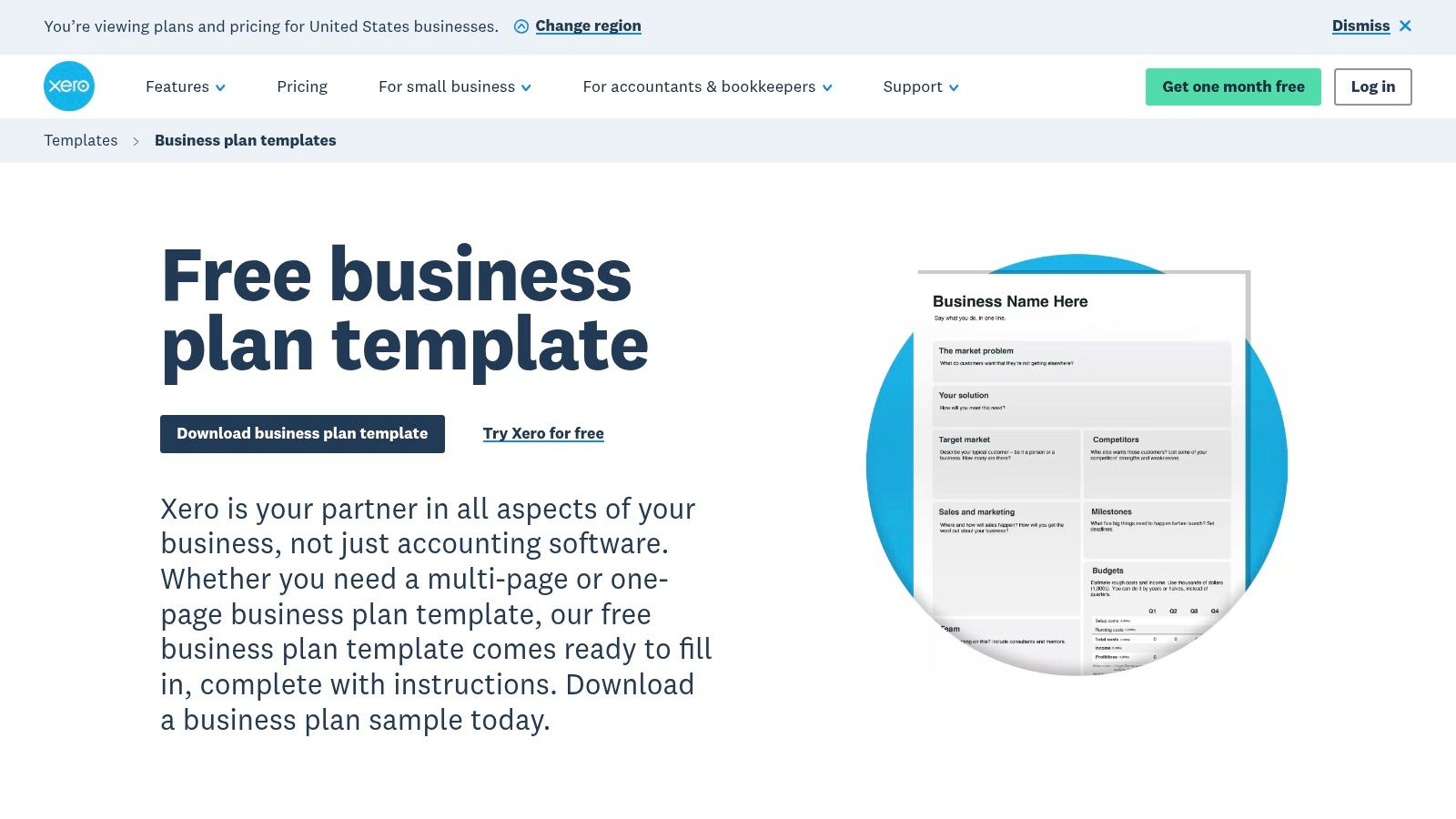 Xero – Free Business Plan Templates