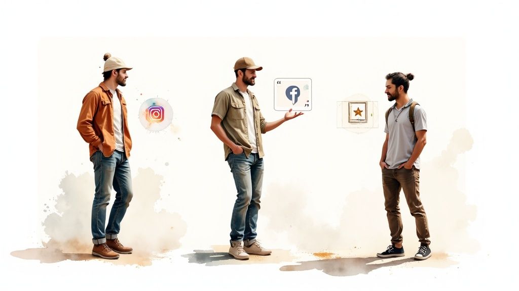 Woman using her phone to connect with customers on social media