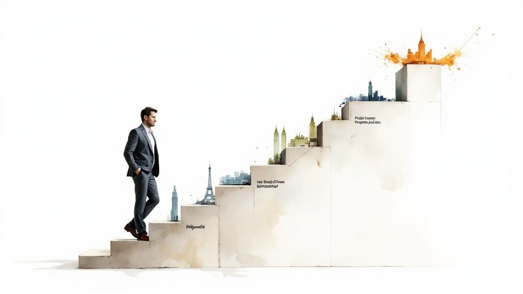 A person looking at a career roadmap, symbolising the journey after a project management course.