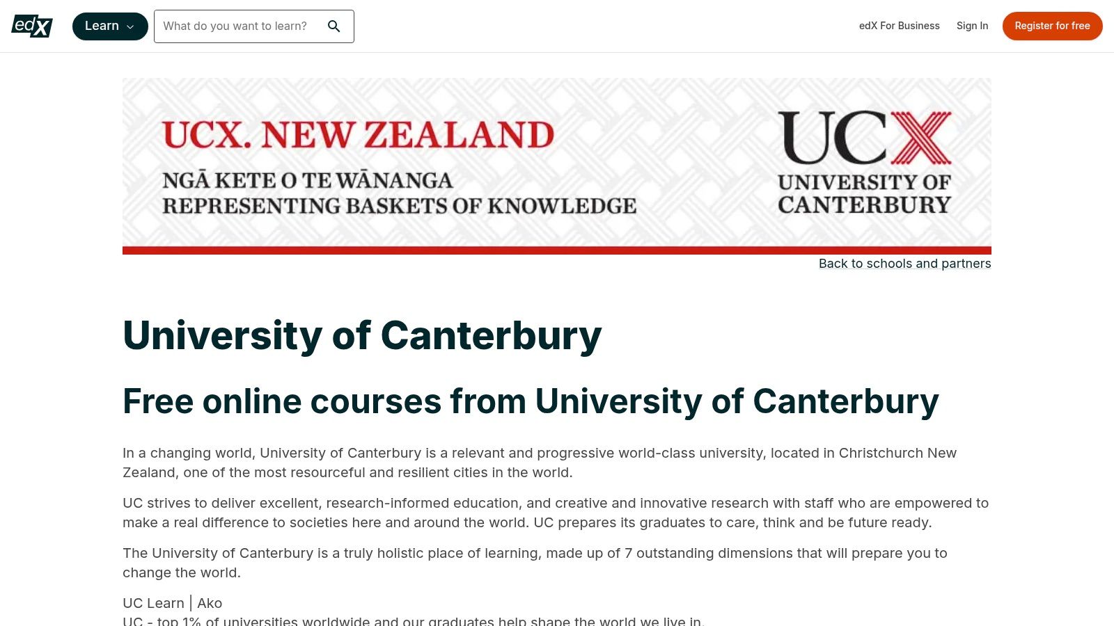 University of Canterbury – UCx on edX