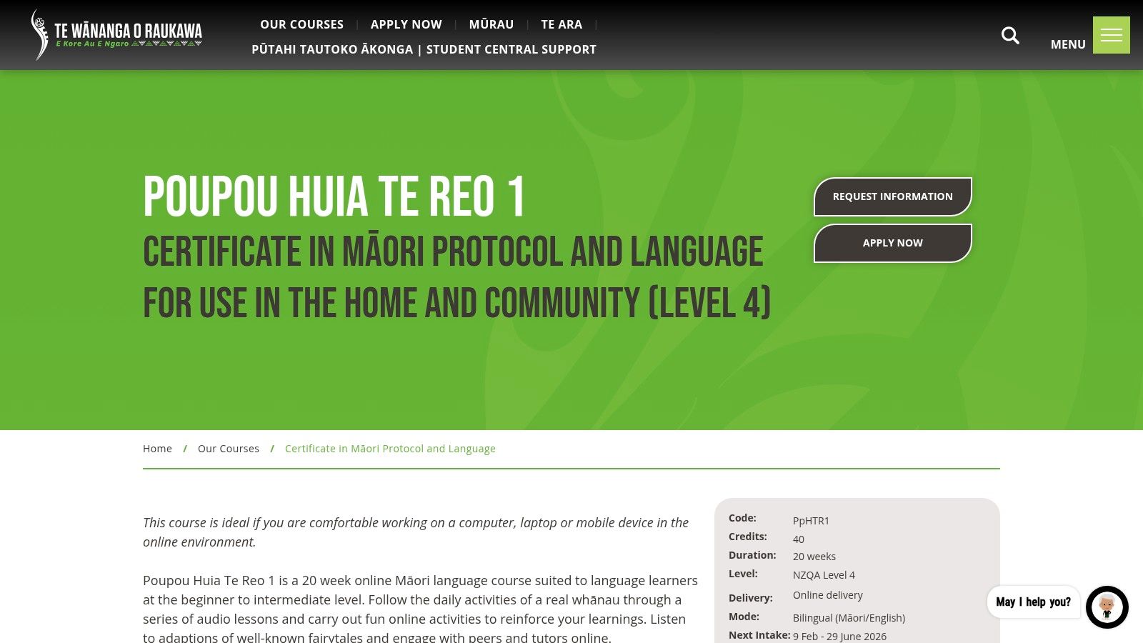 Te Wānanga o Raukawa – Poupou Huia Te Reo