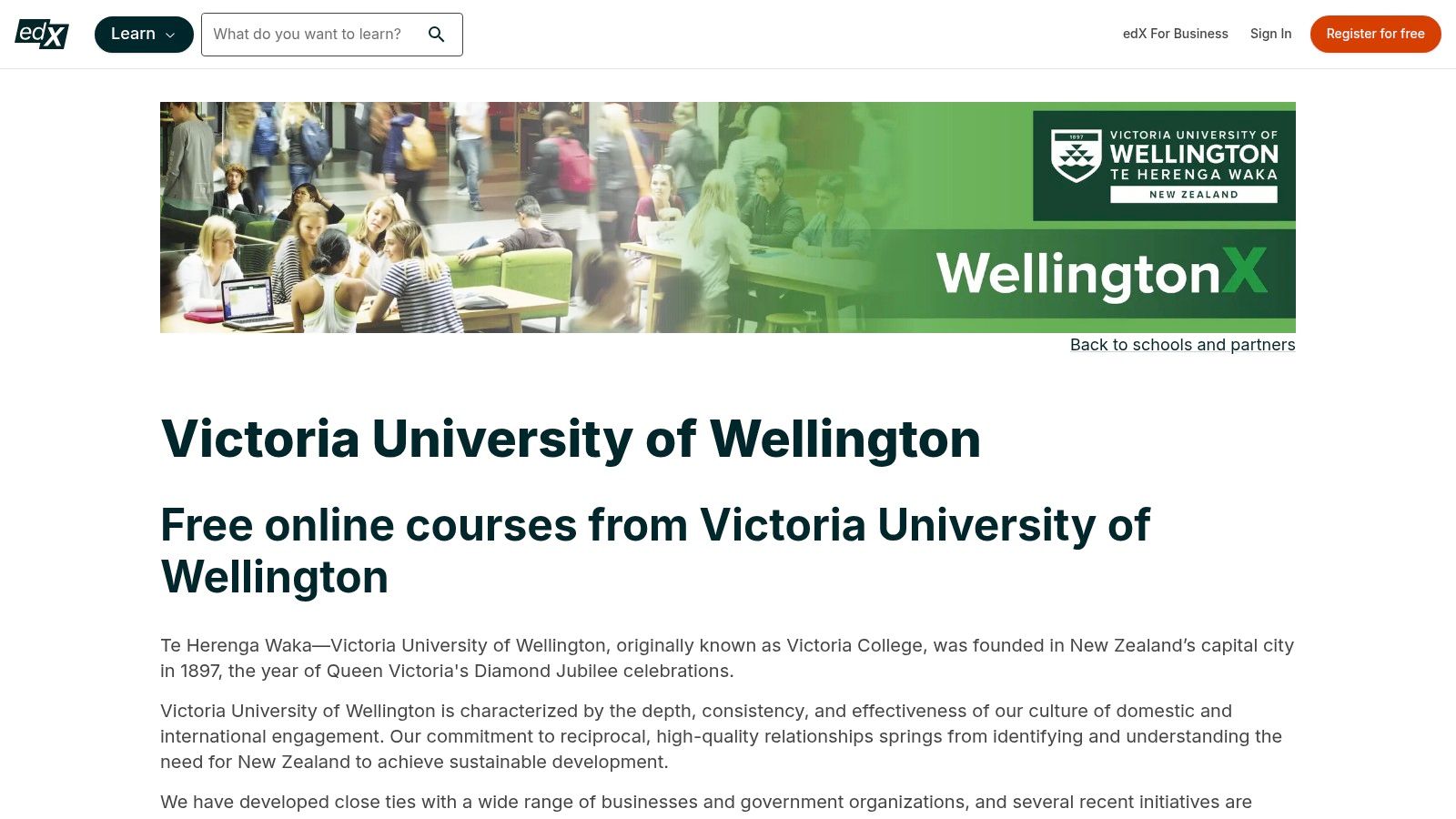 Victoria University of Wellington – WellingtonX on edX
