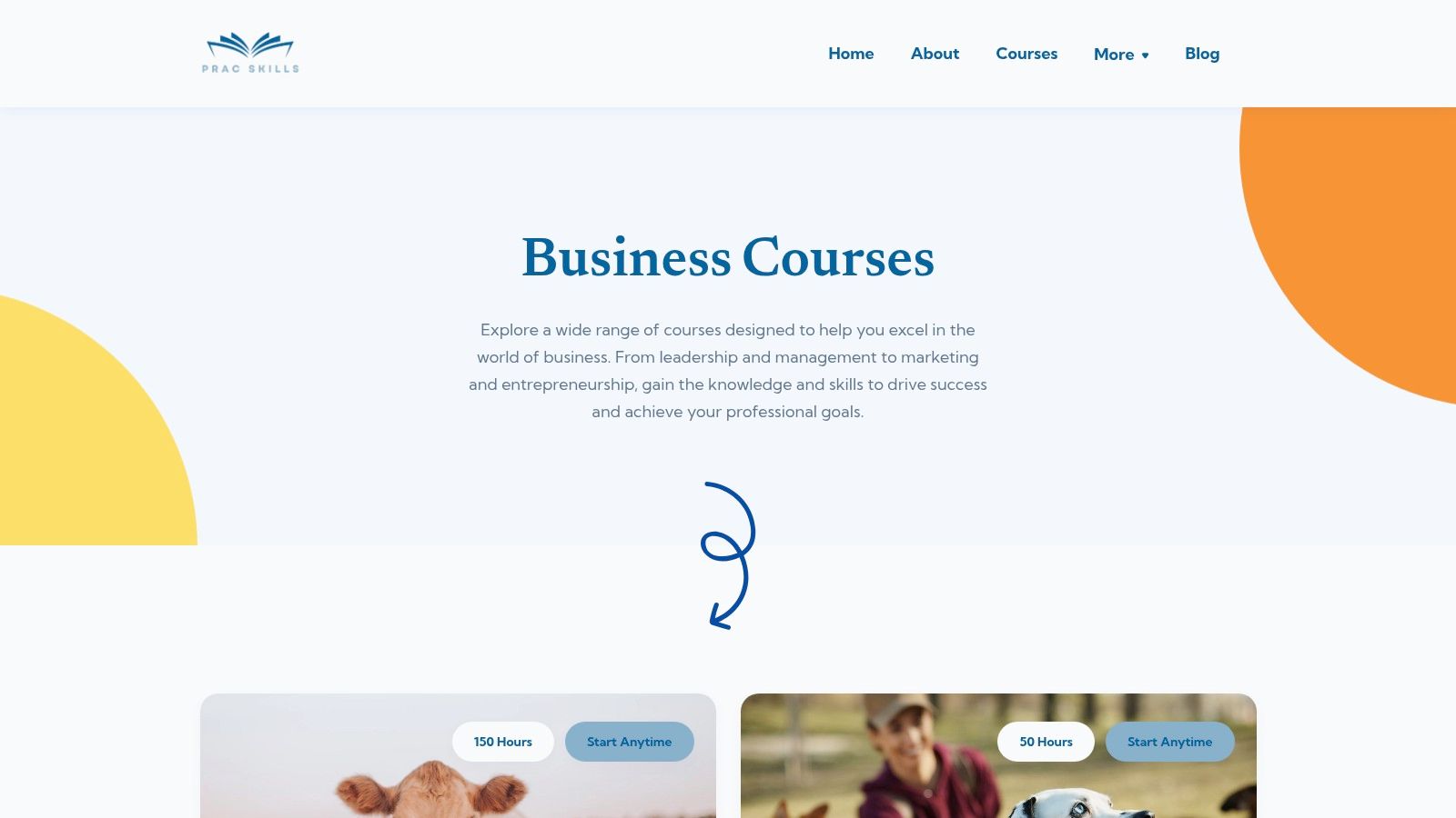 An assortment of images representing different business skills courses offered by Prac Skills, such as entrepreneurship, marketing, and business management.