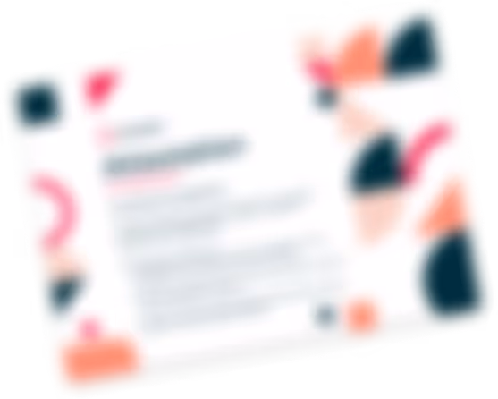 A piece of paper appears blurred, filled with abstract shapes in orange, pink, and black.