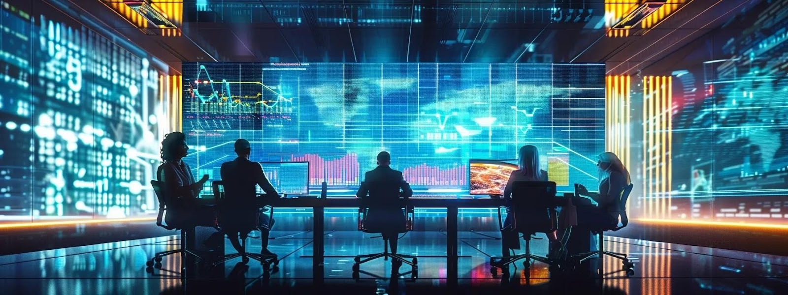 a modern office conference room showcases a diverse team of professionals engaged in a strategic discussion, with a large screen displaying a detailed fiber optic cost analysis and roi graph, emphasizing the importance of data-driven decision-making in technology upgrades.