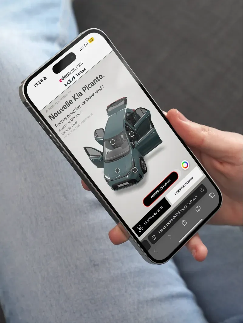 Configurateur 3D de la Kia Picanto sur téléphone