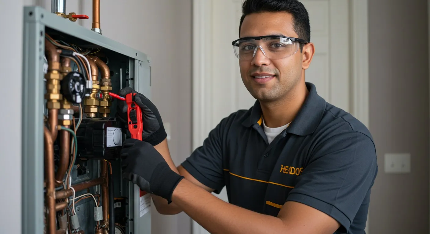 technician providing heating system service.