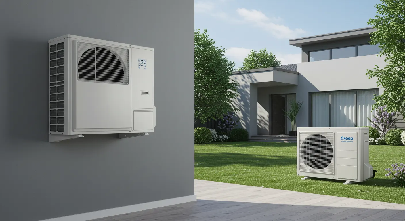 Ductless HVAC units on modern house.