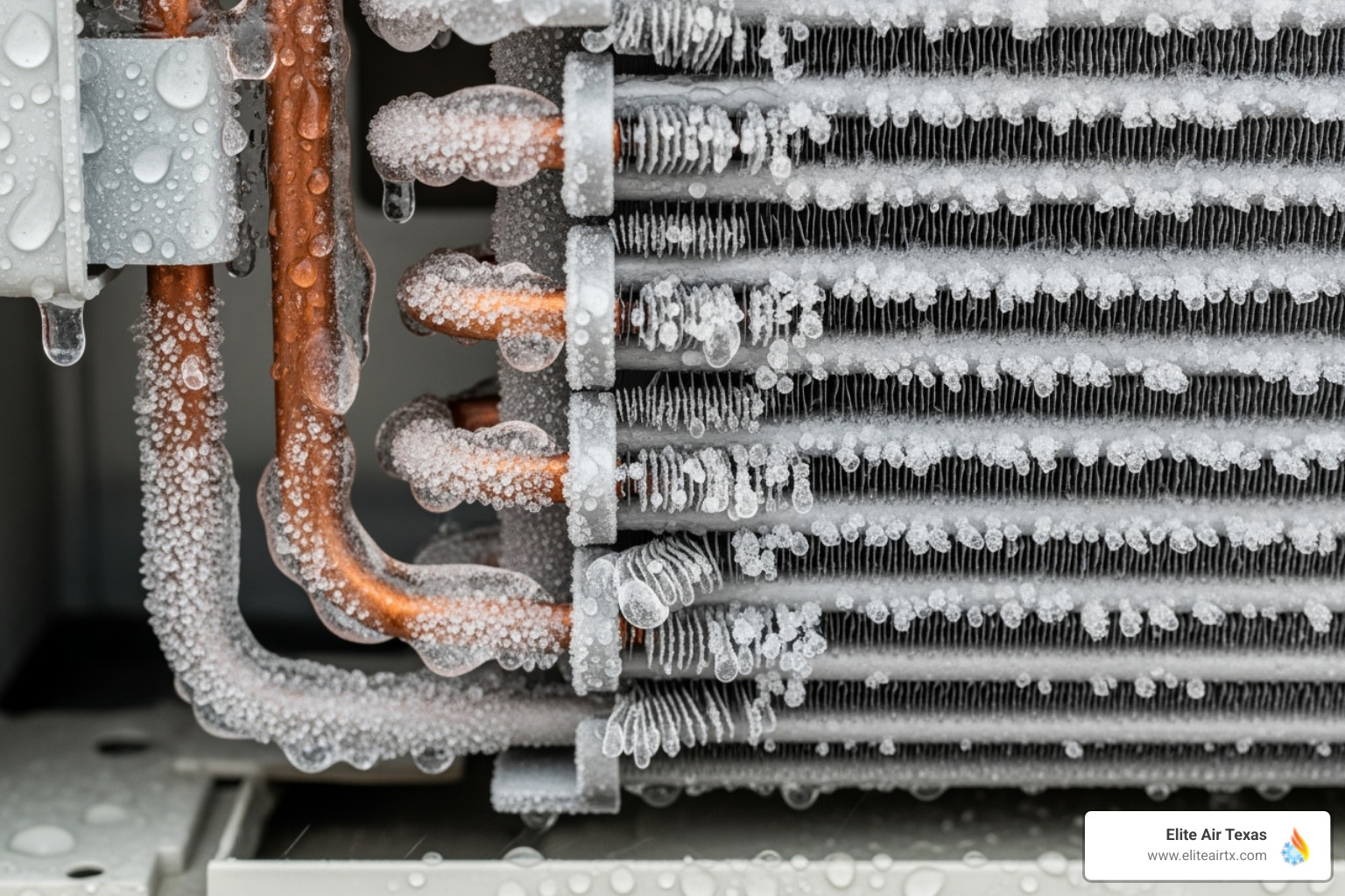 AC unit with visible ice formation on the coils - ac repair and service