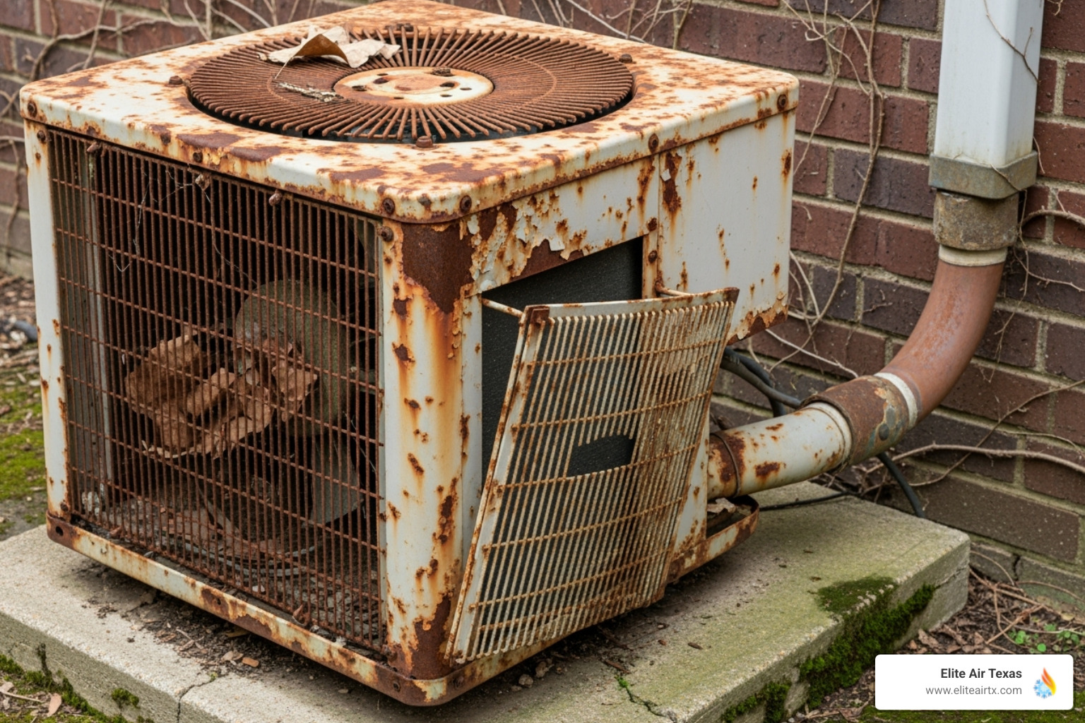 old, rusty outdoor AC unit - ac installation arlington tx