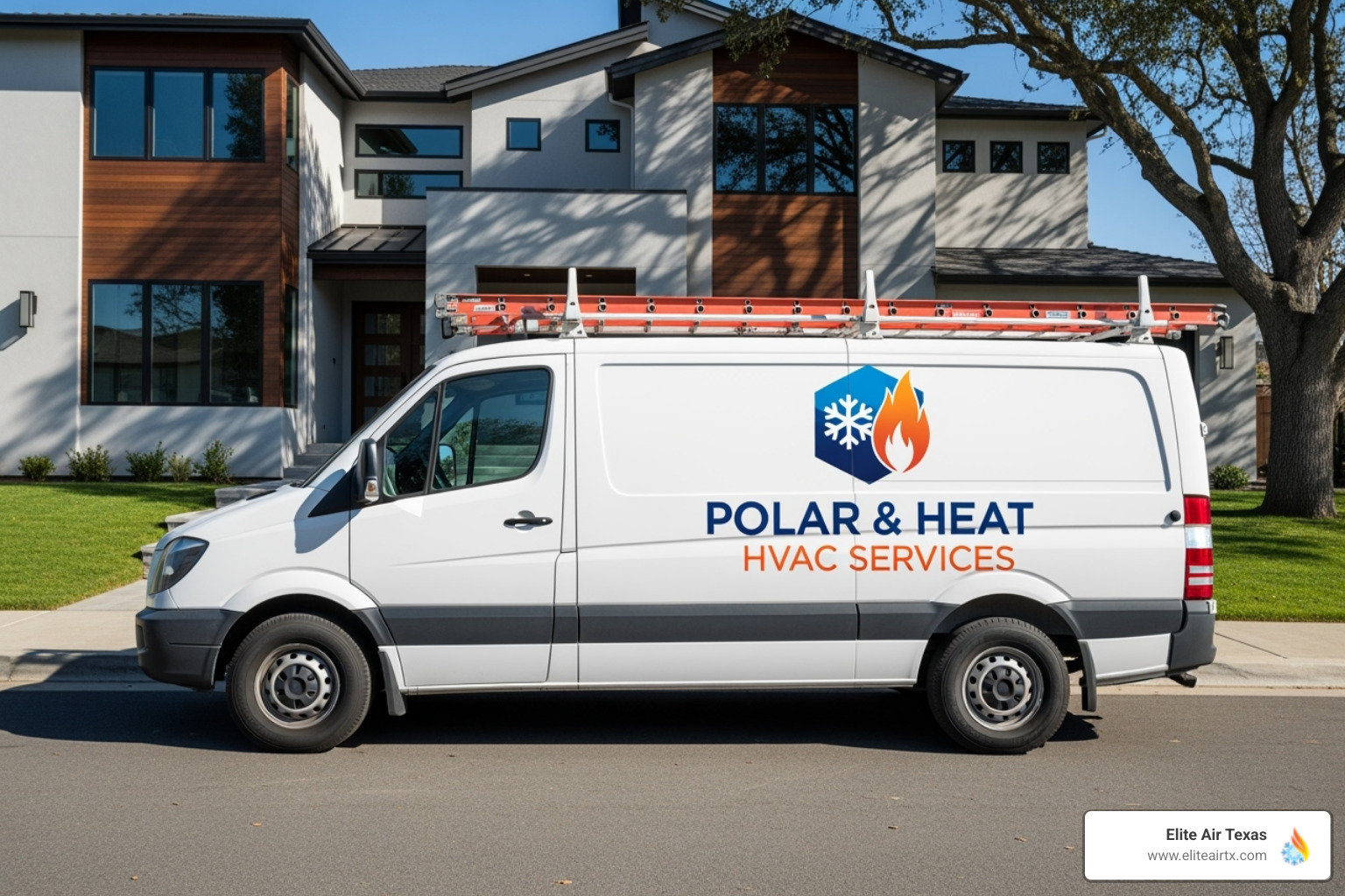 Elite Air Texas logo and service van, symbolizing reliable and professional HVAC services. - AC repair Dallas