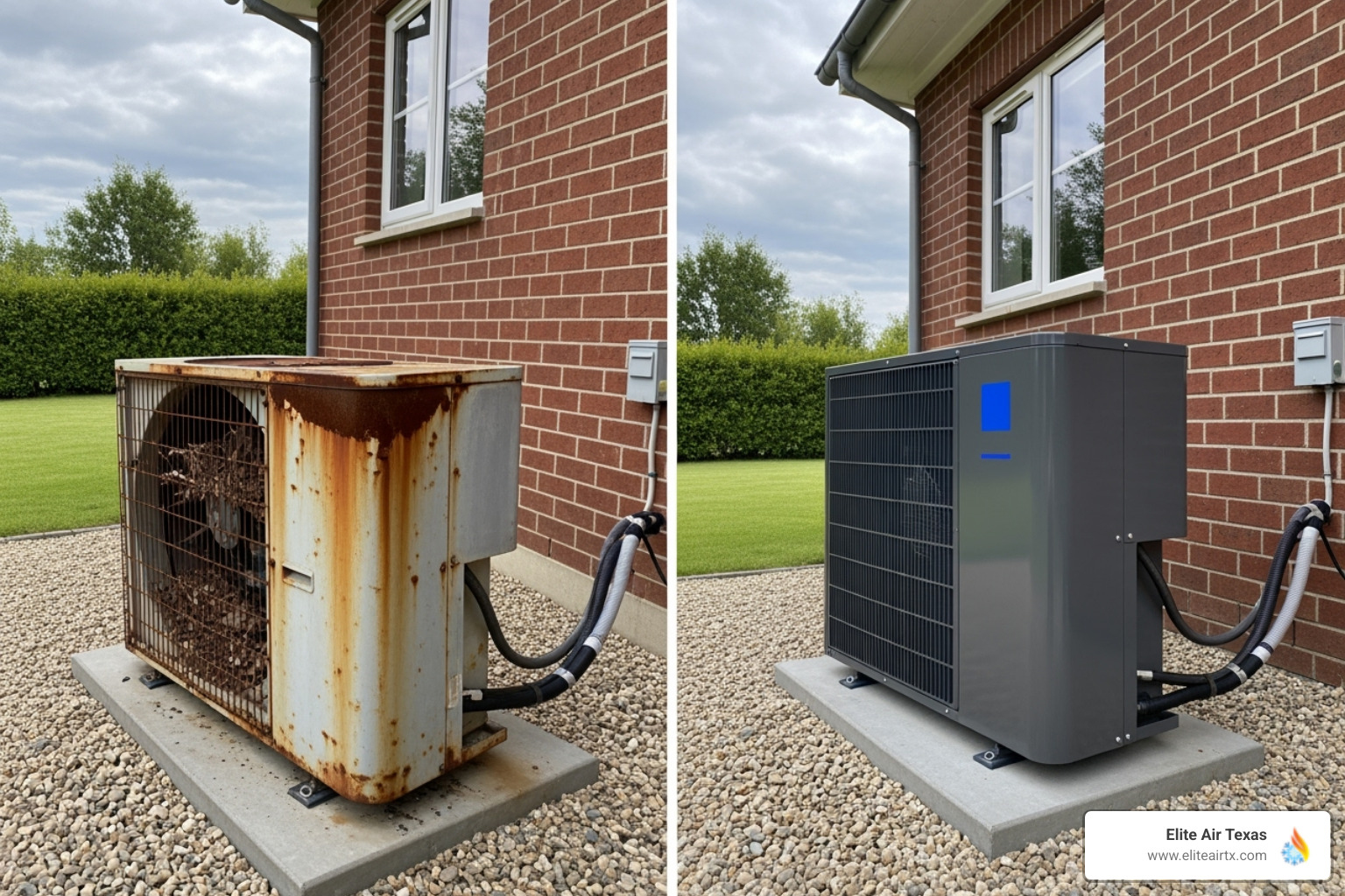 old, rusty AC unit next to a new, modern one - fort worth hvac companies old, rusty AC unit next to a new, modern one - fort worth hvac companies