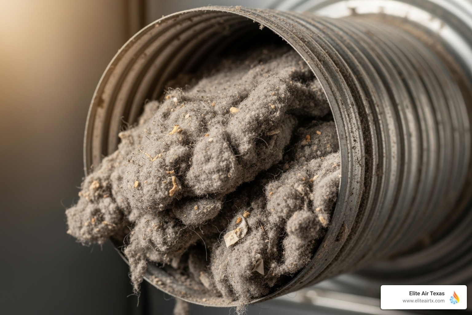 Image of a clogged, hazardous dryer vent filled with lint. - who installs dryer vents near me