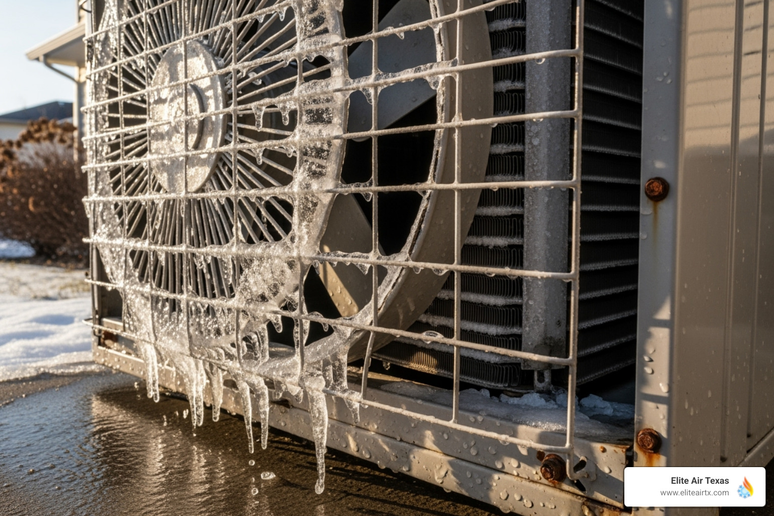 AC unit with visible ice on the coils - emergency air conditioner repair dallas