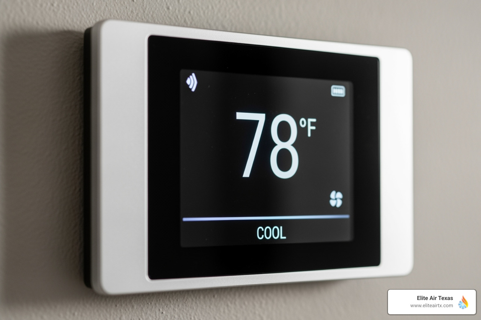 close-up of a home thermostat displaying a high indoor temperature, with the AC setting on "cool" but the temperature still rising, indicating a malfunction - ac repair mckinney tx close-up of a home thermostat displaying a high indoor temperature, with the AC setting on "cool" but the temperature still rising, indicating a malfunction - ac repair mckinney tx