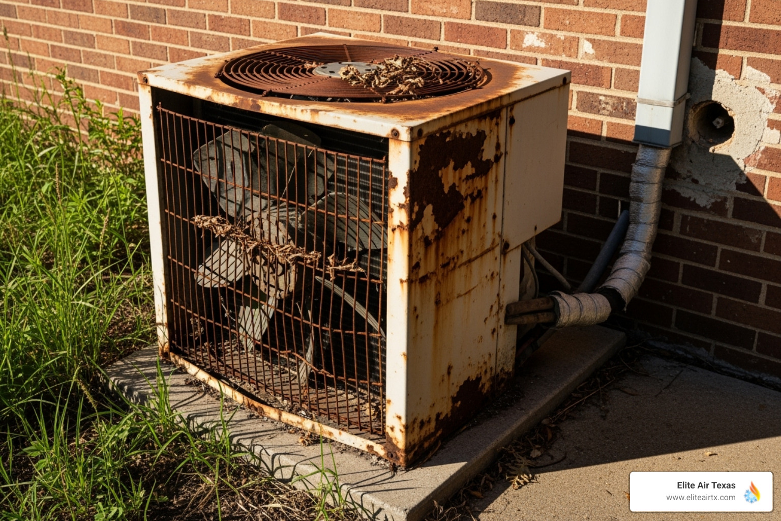 an old, rusty outdoor AC unit - air conditioner installation frisco tx