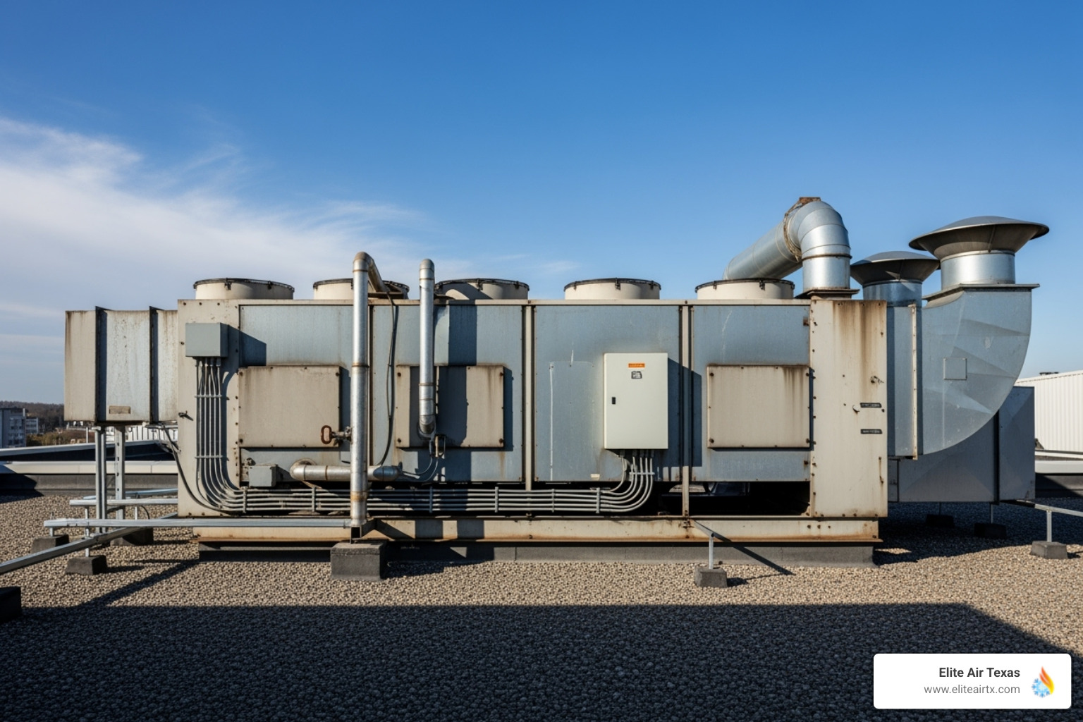 commercial AC unit on a rooftop - commercial ac repair plano tx