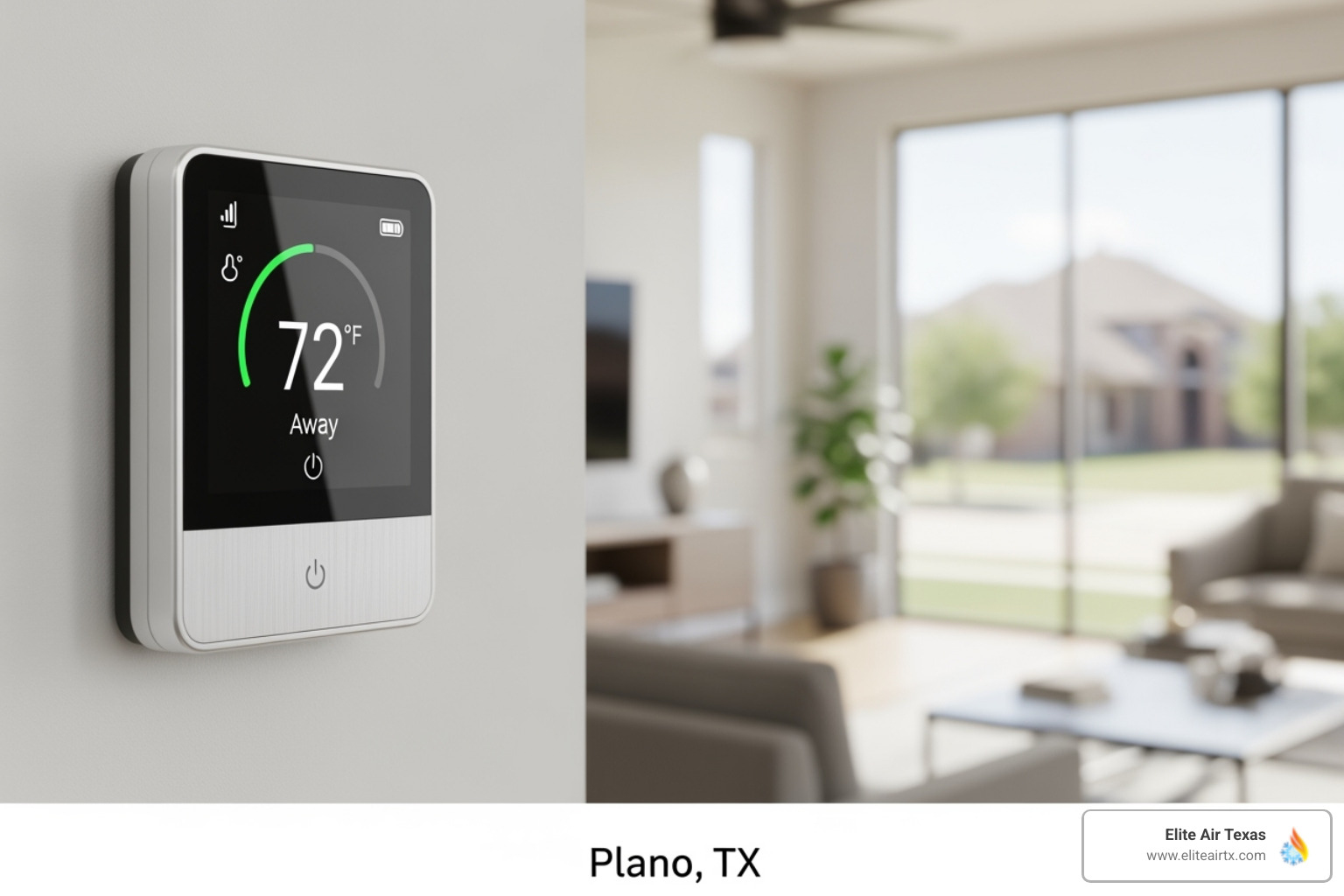 smartphone app controlling a thermostat with a Plano, TX weather forecast in the background - energy saving thermostat plano smartphone app controlling a thermostat with a Plano, TX weather forecast in the background - energy saving thermostat plano