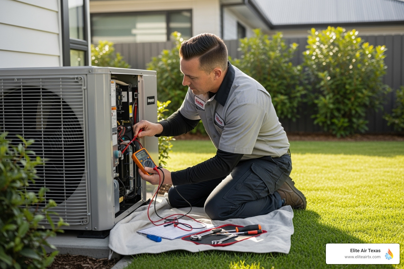 technician performing heat pump tune-up - heat pump installation mckinney tx technician performing heat pump tune-up - heat pump installation mckinney tx