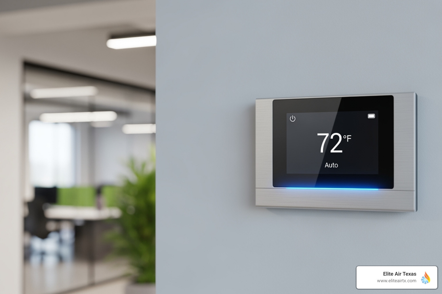 Smart thermostat in a modern commercial office setting - commercial hvac installation mckinney