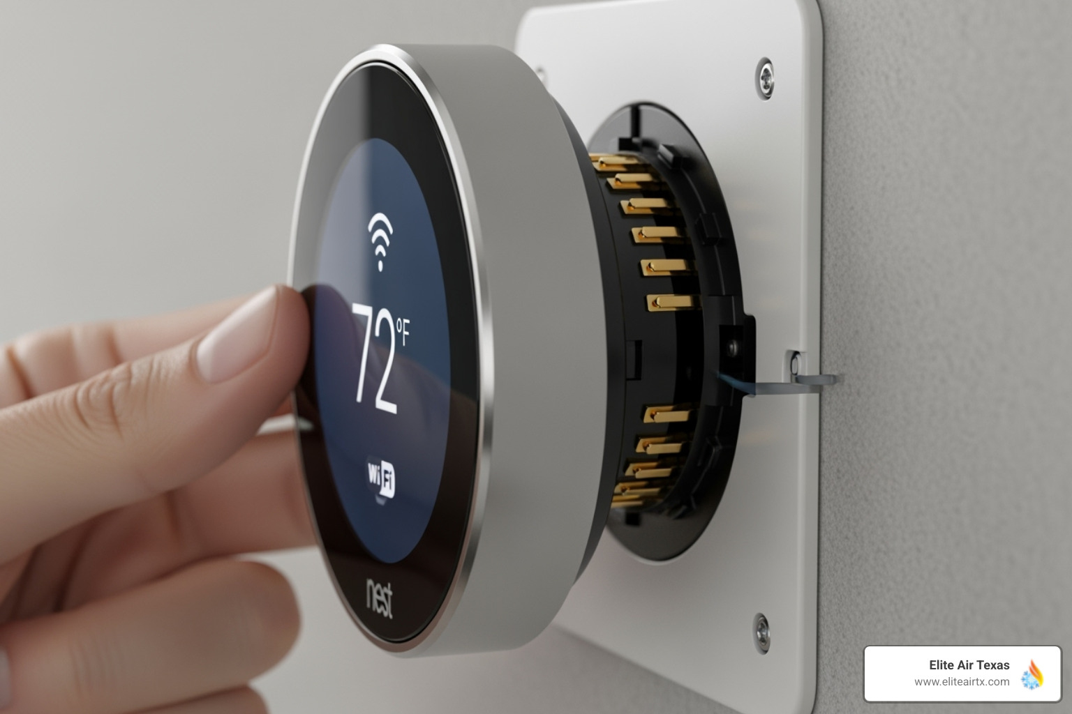 The Nest display clicking onto the base - nest thermostat setup plano The Nest display clicking onto the base - nest thermostat setup plano