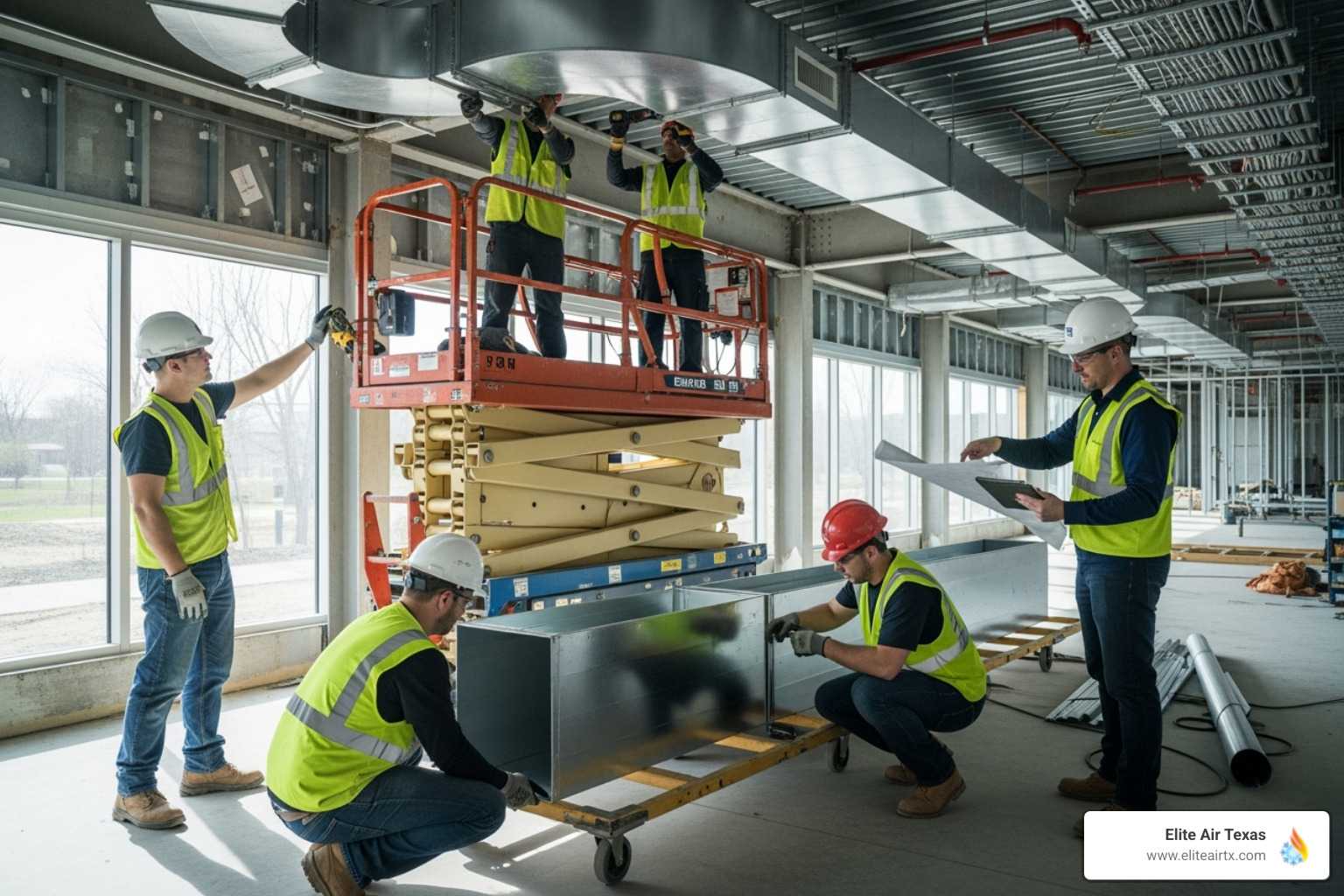 technicians professionally installing large-scale commercial ductwork - commercial ductwork frisco tx technicians professionally installing large-scale commercial ductwork - commercial ductwork frisco tx