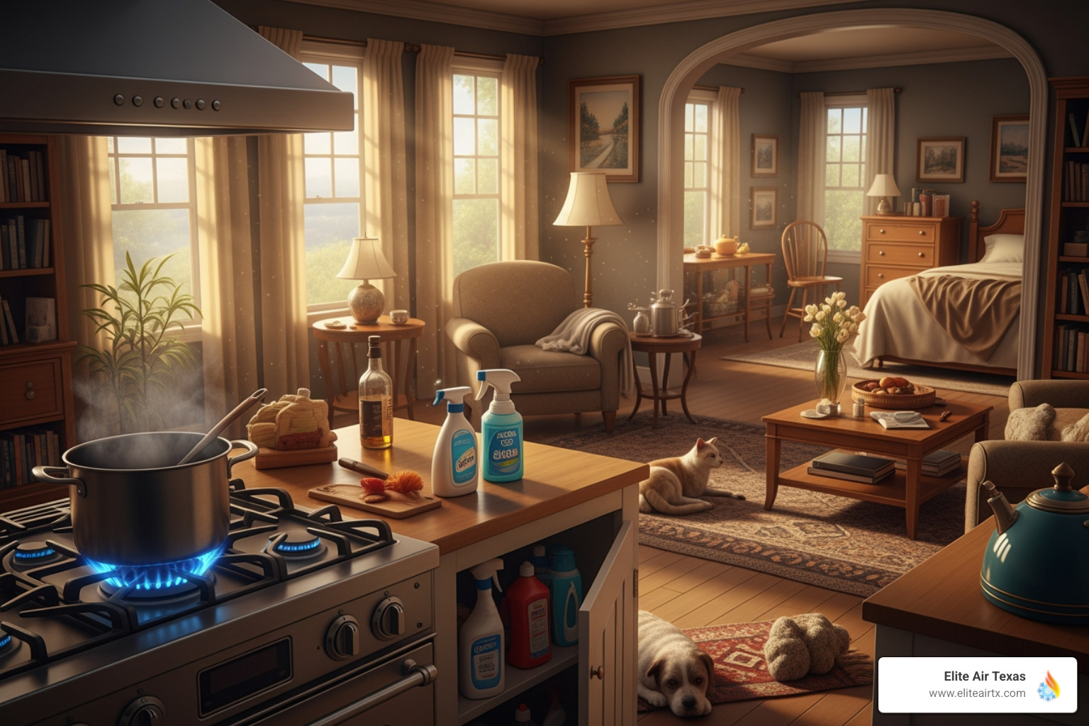 Common household sources of indoor pollution like cleaning supplies, pets, and a gas stove - indoor air quality Fort Worth Common household sources of indoor pollution like cleaning supplies, pets, and a gas stove - indoor air quality Fort Worth