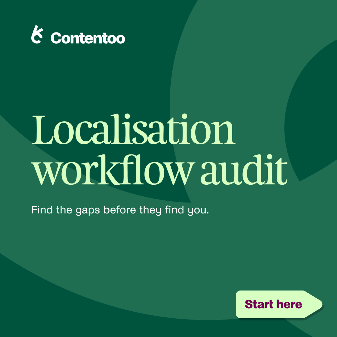 localisation workflow audit that helps teams identify operational gaps across briefing, SEO, quality assurance, content ownership, automation, and scalability. Users answer 10 yes-or-no questions to uncover weaknesses in their content process.