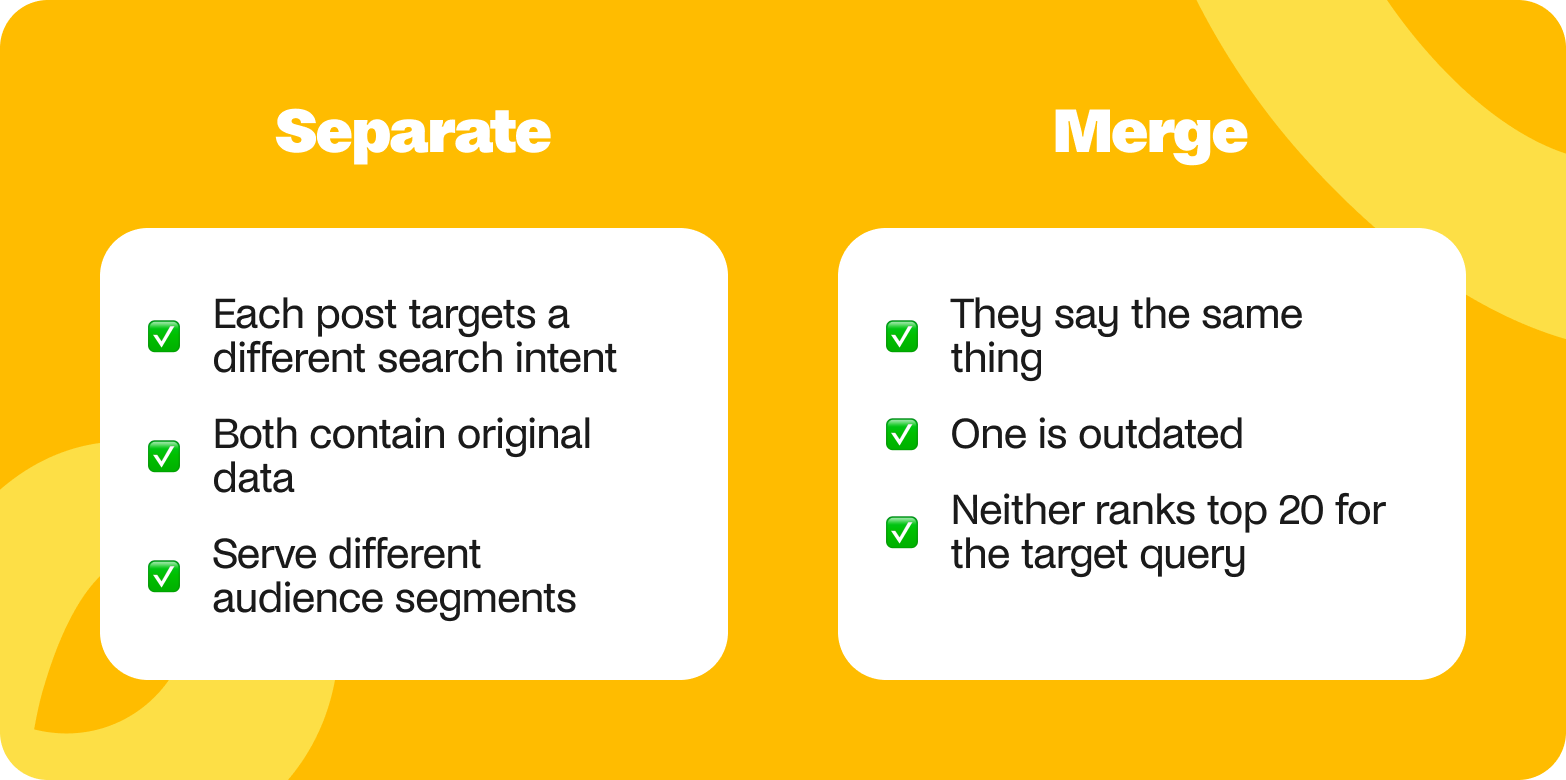 when to merge or separate content