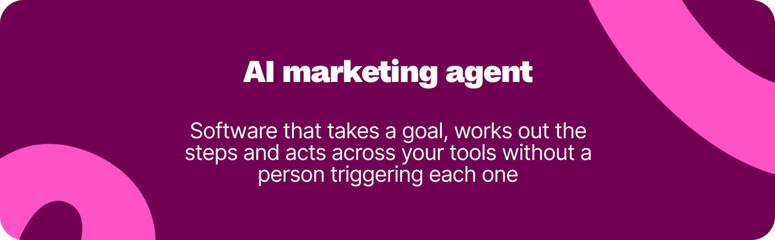 AI marketing agent: software that takes a goal and acts across your tools