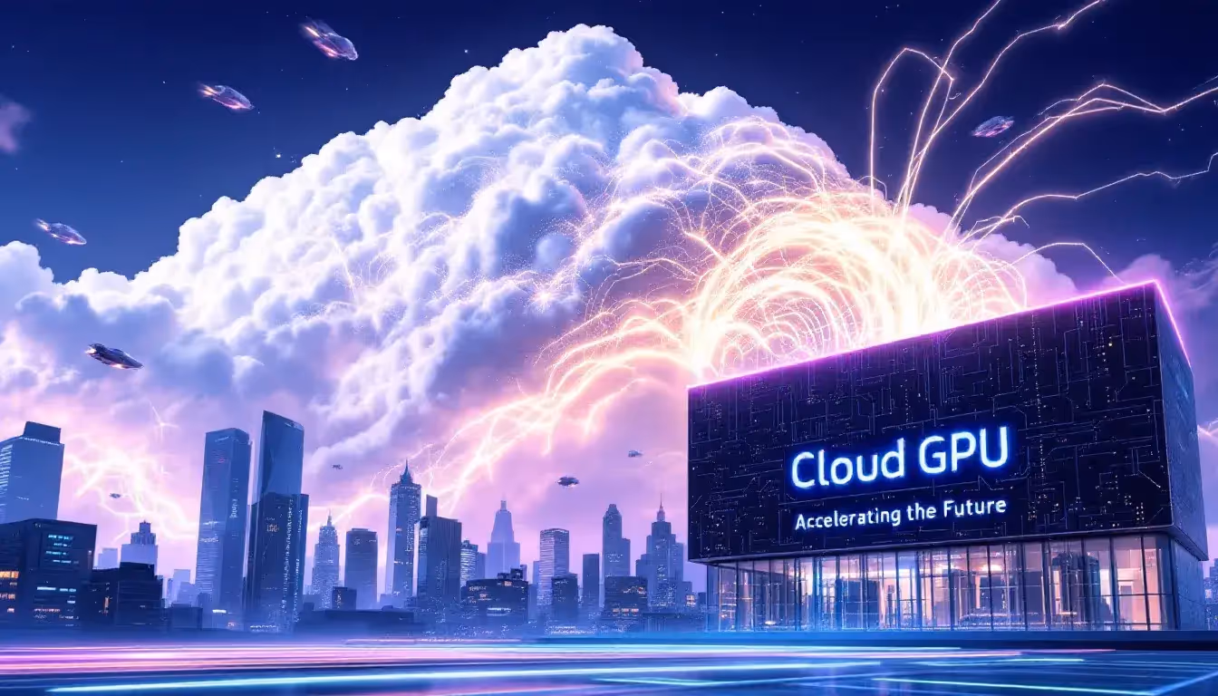 A graphic illustrating the benefits of using cloud GPUs for AI workloads.