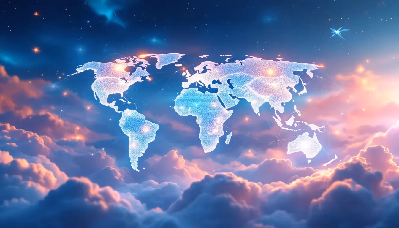 Global map highlighting various data center locations.