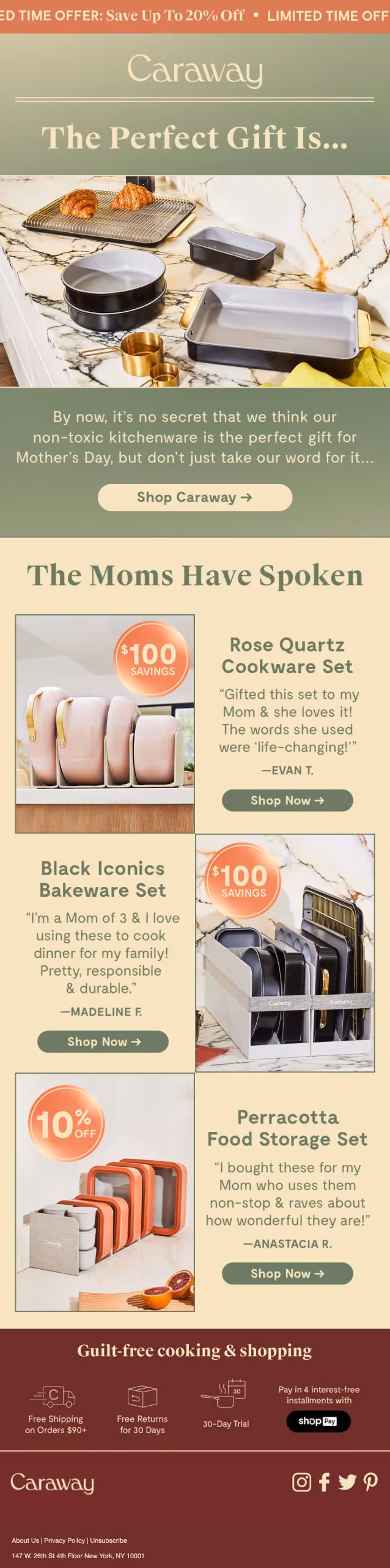 An image showcasing the email marketing creative for Carawayhomes.com. The email features a beautifully designed kitchen scene in a modern home setting. The image showcases a spacious and well-organized kitchen with sleek countertops, high-quality appliances, and stylish cookware. Natural light fills the space, creating an inviting atmosphere. The Caraway Homes logo is prominently displayed, representing the brand's commitment to delivering premium home solutions. The email invites recipients to explore Carawayhomes.com for their range of well-crafted and luxurious homes, designed to elevate the living experience.