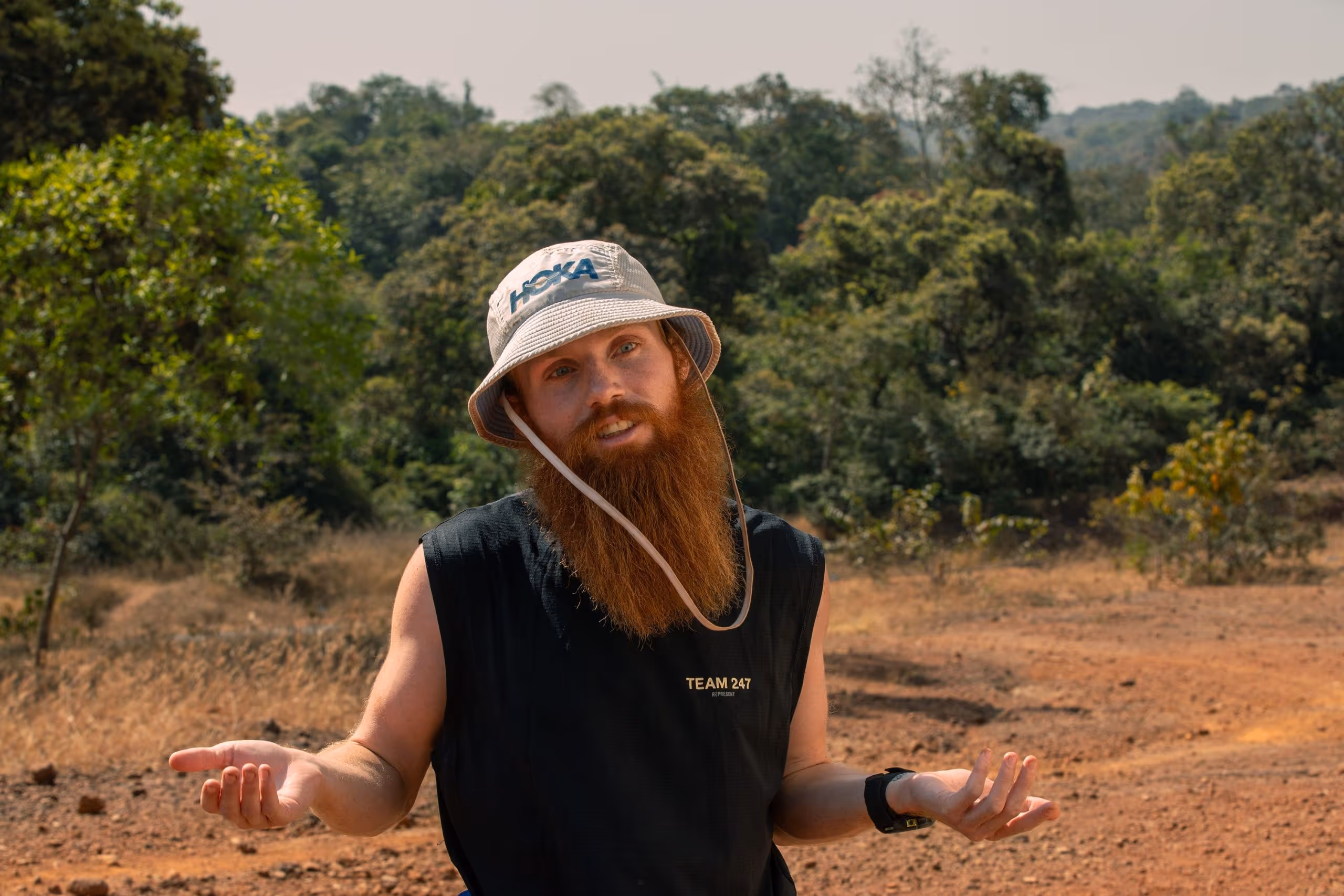 Russ wearing 247 Represent collaboration