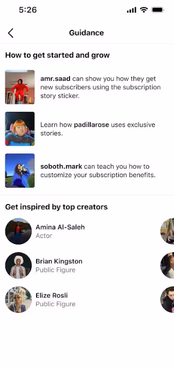 Instagram creator subscription features including new sticker tap insights, screenshot prevention, and professional dashboard resources