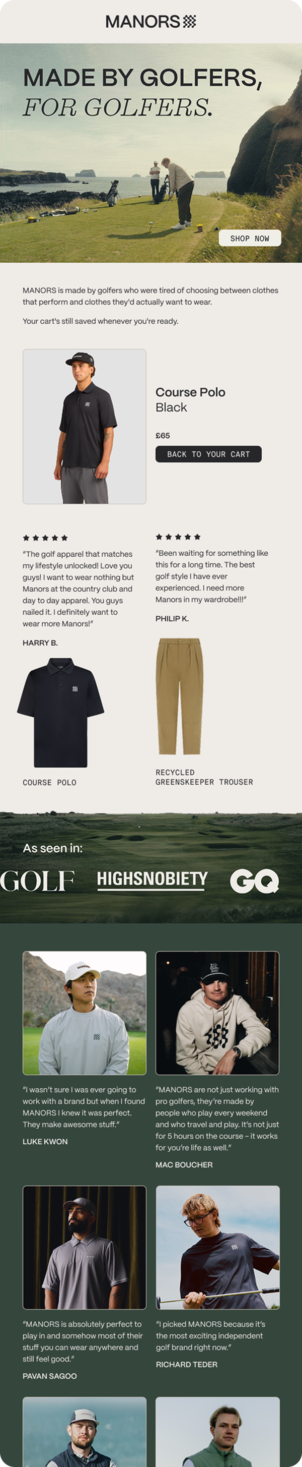 Manors Golf cart abandonment email redesigned by 303