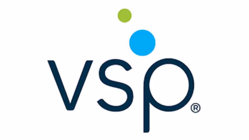 VSP logo with blue and green dots on white background