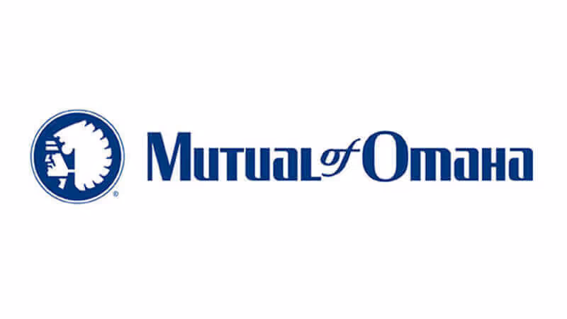 Mutual of Omaha logo with blue circular icon and company name