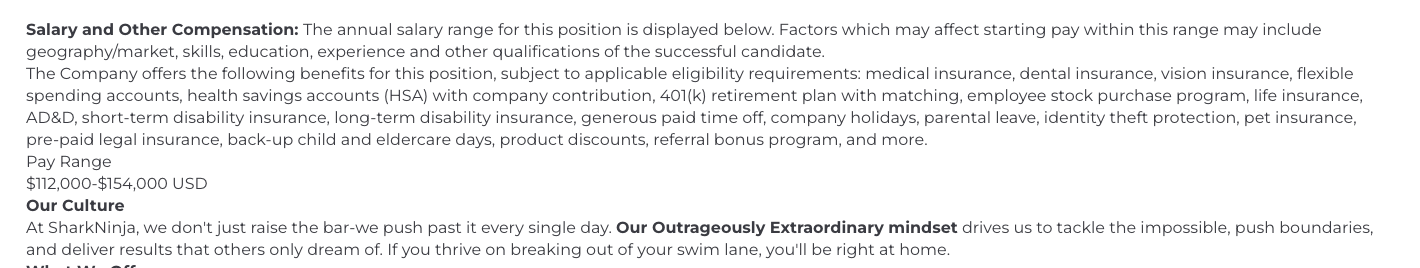 Alt: SharkNinja job post