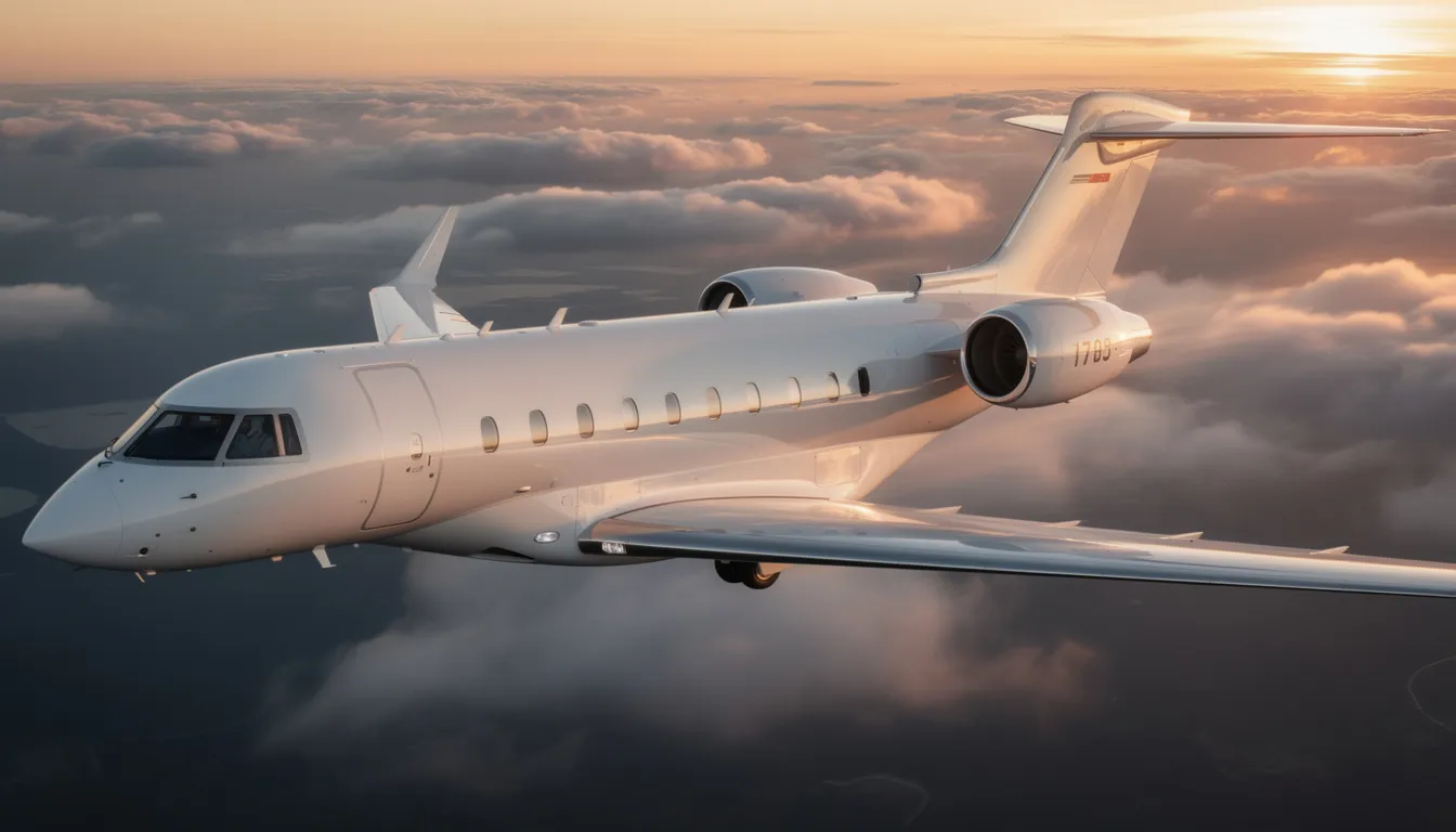 The image showcases a luxurious private jet interior, featuring spacious seating and elegant design, ideal for private air travel. This setting highlights the comfort and exclusivity of private jet flights, perfect for business travelers or those seeking a unique travel experience.