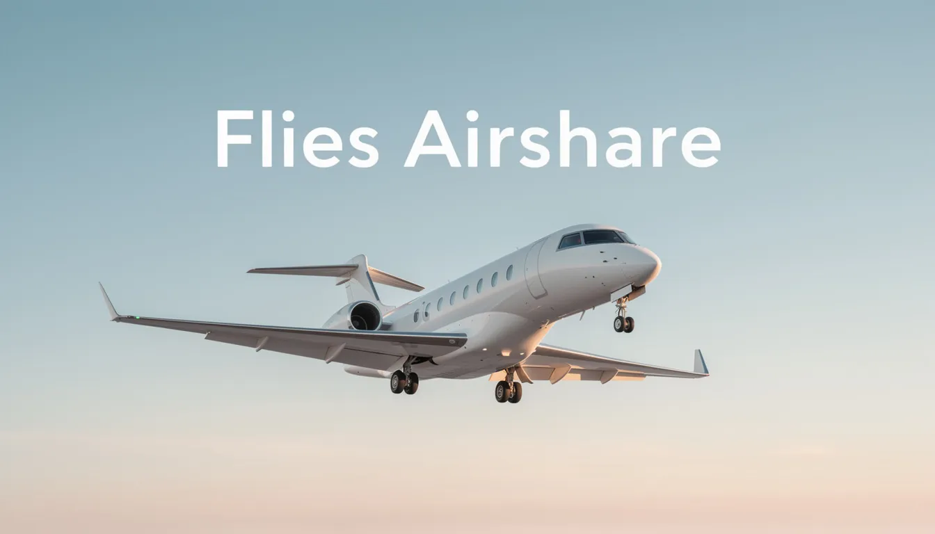 The image features a sleek private jet in flight, representing Airshare's exceptional service as an official private aviation provider. It highlights the effortless way to travel with their fractional ownership and charter services, ensuring a stress-free flying experience for valued customers.