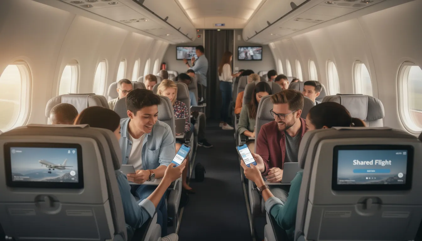 The image depicts a group of aircraft owners discussing their plane sharing experience, highlighting the benefits of co-ownership and predictable costs associated with private aircraft ownership. They are engaged in conversation about flight schedules, operating expenses, and the exceptional service provided by their fractional program, emphasizing the community aspect of sharing a fleet of aircraft.